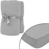 Prześcieradła - vidaXL Prześcieradło z gumką, dżersej bawełniany, szare, 2 szt. - miniaturka - grafika 1