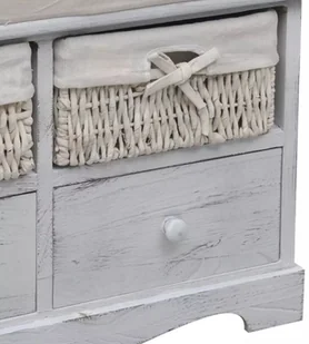 vidaXL vidaXL Ławka drewniana z 4 szufladami oraz poduszką (biała) - Ławki do przedpokoju - miniaturka - grafika 4