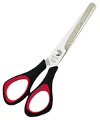 Nożyczki - Wedo 9766 nożyce uniwersalne nożyczki (z nierdzewnej stali nierdzewnej, okrągły, tworzywo sztuczne, miękkie uchwyty 15,5 cm uniwersalny) Czarny/czerwony 9766 - miniaturka - grafika 1