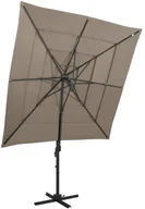 Parasole ogrodowe - vidaXL 4-poziomowy parasol na aluminiowym słupku, taupe, 250x250 cm 313823 - miniaturka - grafika 1