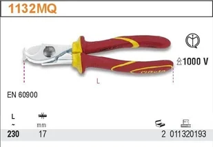 Beta NOŻYCE DO CIĘCIA KABLI,W IZOL.DO 1000V 1132MQ/230 - Nożyce i noże - miniaturka - grafika 2