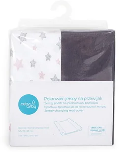 Ceba Baby Pokrowiec na przewijak 50x70-80 2szt Dark grey+Pink Stars - Przewijaki Ceba Baby Pokrowiec na przewijak 50x70-80 2szt Dark grey+Pink Stars - Przewijaki - miniaturka - grafika 1