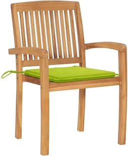 vidaXL Krzesła ogrodowe, 2 szt., jasnozielone poduszki, drewno tekowe! 3063263 - Fotele i krzesła ogrodowe - miniaturka - grafika 2