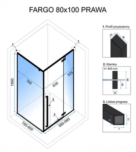 Rea Fargo Czarny Mat 80x100 Lewy REA-K6315 - Kabiny prysznicowe - miniaturka - grafika 6