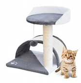Drapaki dla kotów - Drapak dla kota Hamak+Budka biało-siwy Nowość - miniaturka - grafika 1