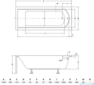 Besco Shea 160x70 WAS-160-PK - Wanny - miniaturka - grafika 2