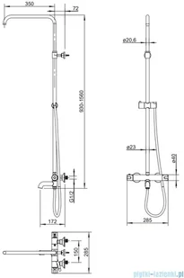 Omnires Y zestaw prysznicowo-wannowy natynkowy termostatyczny chrom Y1234ALCR | - Zestawy prysznicowe - miniaturka - grafika 2