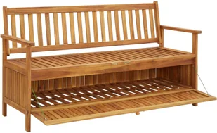 vidaXL Ławka ogrodowa ze schowkiem, 148 cm, lite drewno akacjowe - Ławki ogrodowe - miniaturka - grafika 5