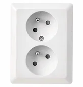 Gniazdka elektryczne - LEDart podwójne French IP20 błyszczące białe - miniaturka - grafika 1