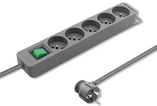 QOLTEC Listwa zasilająca 5 gniazd 1.8m Szara 50289 - Listwy zasilające - miniaturka - grafika 2