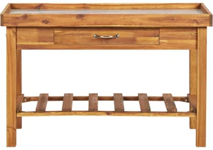 vidaXL Stół ogrodniczy z cynkowym blatem, lite drewno akacjowe - Stoły ogrodowe - miniaturka - grafika 4