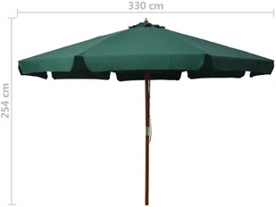 vidaXL Parasol ogrodowy na drewnianym słupku, 330 cm, zielony vidaXL - Parasole ogrodowe - miniaturka - grafika 5
