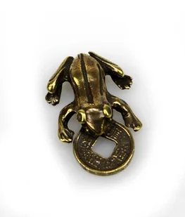 Żabka Mosiężna Średnia Z Monetą Na Pomnażanie Pieniędzy - Figurki dekoracyjne - miniaturka - grafika 5