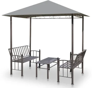 vidaXL Zadaszenie ogrodowe ze stołem i ławkami, 2,5x1,5x2,4m, antracyt - Pawilony ogrodowe - miniaturka - grafika 3