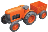 Samochody i pojazdy dla dzieci - Bigjigs Toys Traktor z przyczepką pomarańczowy - miniaturka - grafika 1