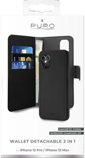 PURO Wallet Detachable - Etui 2w1 iPhone 12 / iPhone 12 Pro (czarny) - Etui i futerały do telefonów - miniaturka - grafika 4