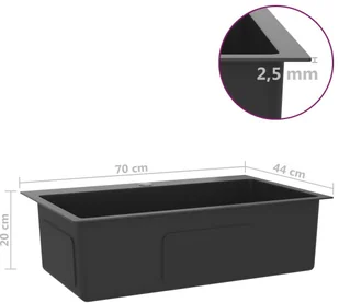 vidaXL Lumarko Ręcznie robiony zlew kuchenny z otworem na kran, czarny, stal 51515 - Zlewozmywaki - miniaturka - grafika 23