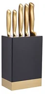Noże kuchenne - Kitchen Craft Blok noży do  Master Class z 5 nożami, drewno, mosiądz/czarna, 30 x 18 x 18 cm, 6-jednostek MCKNBCOP - miniaturka - grafika 1