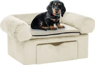 Legowiska dla psów - Vidaxl Sofa dla psa z szufladą kremowa 75x50x38 cm pluszowa 171082 - miniaturka - grafika 1