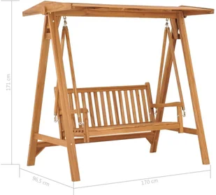 vidaXL Lumarko Huśtawka ogrodowa z antracytową poduszką, 170 cm, drewno tekowe 3062877 - Huśtawki - miniaturka - grafika 12