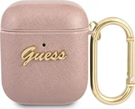 Akcesoria do słuchawek - Apple Guess Etui Guess GUA2SASMP AirPods cover różowy/pink Saffiano Script Metal Collection GUE1165PNK - miniaturka - grafika 1