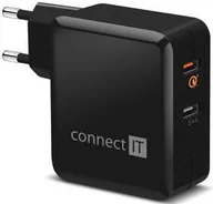 Ładowarki do telefonów - Connect IT Ładowarka do sieci 2x USB 3,4A) s funkcí rychlonabíjení QC 3.0 CWC-3010-BK) Czarna - miniaturka - grafika 1