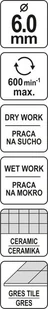 Yato WIERTŁO DO GRESU 6MM DO WIERCENIA MNA MOKRO I NA SUCHO YT-60422 - Wiertła - miniaturka - grafika 4