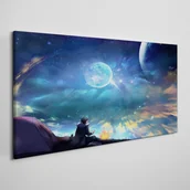 Obrazy i zdjęcia - PL Coloray Obraz na Płótnie noc niebo gwiazdy księżyc 100x50cm - miniaturka - grafika 1