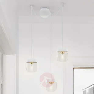Vita Copenhagen Lampa wisząca Acorn, 2-punktowa, biel i mosiądz - Lampy sufitowe - miniaturka - grafika 3