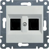 Klawisze i ramki - Hager Lumina 2 biały gniazdo telefoniczne x2 WL2020 - miniaturka - grafika 1