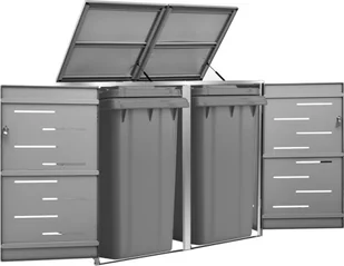 vidaXL Osłona na 2 kosze na śmieci 138x77,5x115,5 cm stal nierdzewna 149567 - Kosze na śmieci - miniaturka - grafika 2