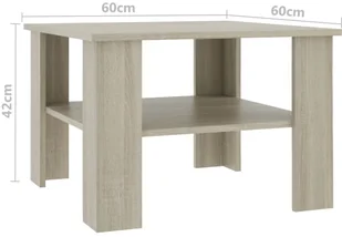 vidaXL Stolik kawowy, dąb sonoma, 60x60x42 cm, płyta wiórowa - Ławy i stoliki kawowe - miniaturka - grafika 5