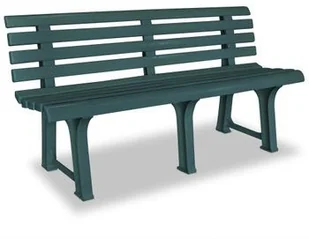 vidaXL Ławka ogrodowa, plastik, zielona, 145,5 x 49 74 cm - Ławki ogrodowe - miniaturka - grafika 2