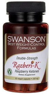 SWANSON Maximum Strength Razberi-K 200mg (Ketony Malinowe - Redukcja Masy Ciała) 60 kapsułek wegetariańskich - Spalacze tłuszczu - miniaturka - grafika 2