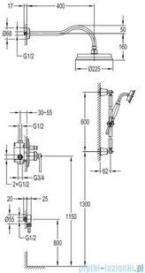 Omnires Armance kompletny łazienkowy system podtynkowy złoty SYSAM20GL | - Słuchawki prysznicowe - miniaturka - grafika 2