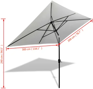 vidaXL vidaXL Parasol prostokątny (200 x 300 cm) Piaskowy - Parasole ogrodowe - miniaturka - grafika 7