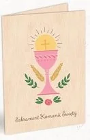 Karnet drewniany C6 Komunia kielich róż + koperta - Albumy inne - miniaturka - grafika 4