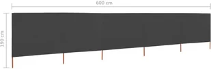 vidaXL Parawan 5-skrzydłowy z tkaniny, 600x160 cm, antracytowy vidaXL - Parawany - miniaturka - grafika 6