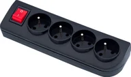 Przedłużacze i rozgałęźniki - Elgotech Listwa przedłużacza 4 gniazdowa z uziemieniem czarna GN-40W-2 - miniaturka - grafika 1