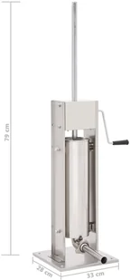 vidaXL Ręczna nadziewarka do kiełbasy, srebrna, 7 L, stal nierdzewna - Artykuły masarskie - miniaturka - grafika 7