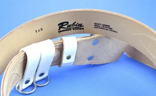 WIREX (PL) Wojskowy Pas Męski Skórzany OFICER RUBIN (PL) Skóra Licowa BIAŁY Super Wytrzymały Z Płytką I Przeszyciami P140 XXL - Paski - miniaturka - grafika 6