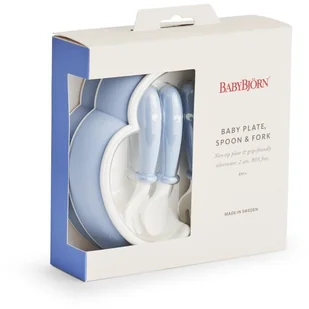 Baby Bjorn Talerzyki i Sztućce, Powder Blue, Zestaw - Sztućce dla dzieci - miniaturka - grafika 4