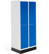 Meble do szkół i przedszkoli - AJ Produkty Szafka do szatni ROZ, 2 moduły, 4 drzwi, 1740x800x550 mm, niebieski, z podstawą - miniaturka - grafika 1