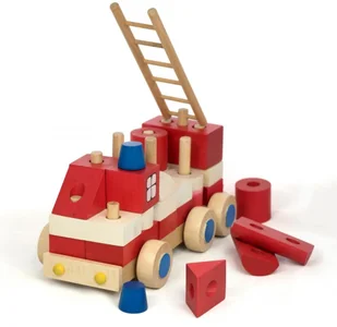 Drewniany wóz straży pożarnej z klocków 35 el. - Samochody i pojazdy dla dzieci - miniaturka - grafika 3