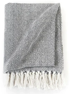 vidaXL Bawełniana narzuta w jodełkę, 220 x 250 cm, granatowa - Narzuty - miniaturka - grafika 5