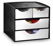 Pudła i pojemniki do przechowywania - CEP cep Pudełko do przechowywania, 4 szuflady, czarne, metalowo-szare, 2 małe + 2 szerokie szuflady 1082110561 - miniaturka - grafika 1