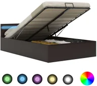 Łóżka - vidaXL Rama łóżka z podnośnikiem i LED, szara, ekoskóra, 140 x 200 cm - miniaturka - grafika 1