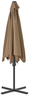 vidaXL Parasol ogrodowy na słupku stalowym, 300 cm, kolor taupe - Parasole ogrodowe - miniaturka - grafika 5