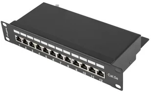 LANBERG Patch Panel 12 Port 1U 10 cali kat.5e ekranowany czarny PPF5-9012-B - Wtyczki i adaptery - miniaturka - grafika 2