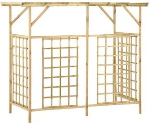 vidaXL Lumarko Osłona na 3 kosze z pergolą, impregnowane drewno sosnowe! 316064 - Kratki i pergole - miniaturka - grafika 5